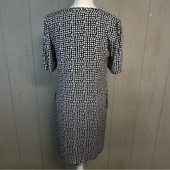 Womens Midi Shift Dress Size 6 (Small) Short Sleeve Pockets Polka Dot Bow‎ Twee - Picture 3 of 14